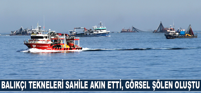 Balıkçı tekneleri sahile akın etti, görsel şölen oluştu