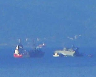 Maersk Launceston isimli konteyner gemisi ile çatışan Yunan mayın tarama gemisi Kallisto, Ege Denizi’nde battı