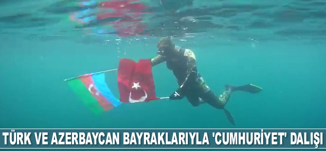Mustafa Aydınhan, Türk ve Azerbaycan bayraklarıyla dalış yaptı