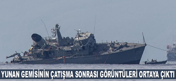 Yunan mayın tarama gemisi NTHI Kallisto’nun çatışma sonrası görüntüleri ortaya çıktı