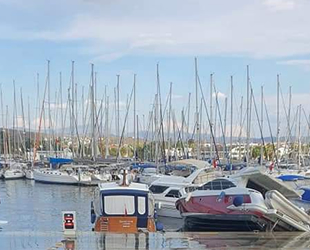 Teos Marina’da 150 tekne marina dışına sürüklendi