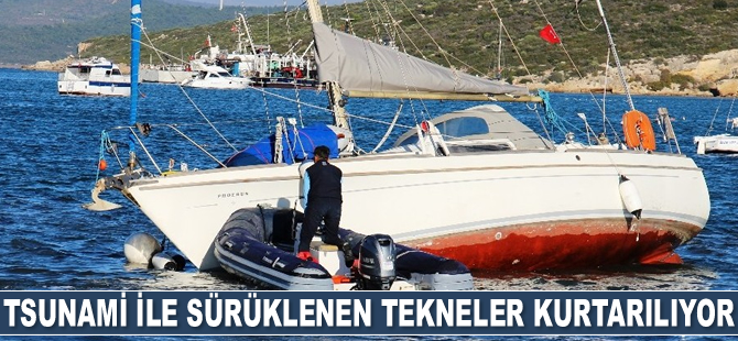 Tsunami ile sürüklenen tekneler tek tek kurtarılıyor