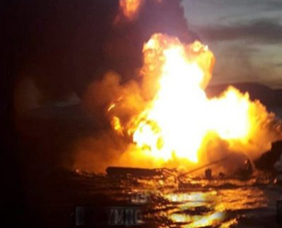 Kalimnos Star isimli feribot yanarak battı