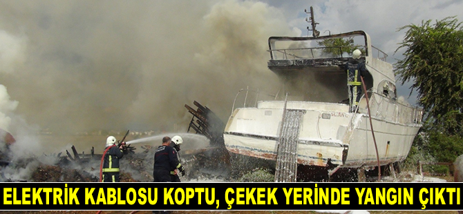 Manavgat’ta çekek yerinde yangın çıktı