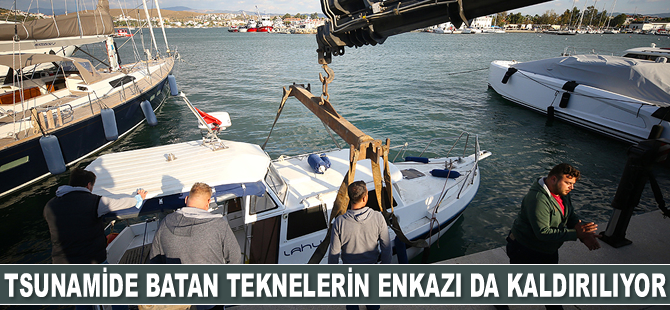 İzmir'deki depremin neden olduğu deniz altındaki enkaz da kaldırılıyor