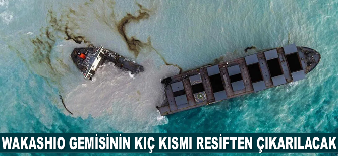 Wakashio gemisinin kıç kısmı resiften çıkarılacak