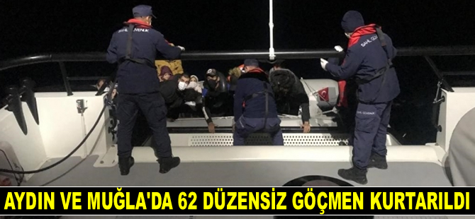 Aydın ve Muğla'da 62 düzensiz göçmen kurtarıldı