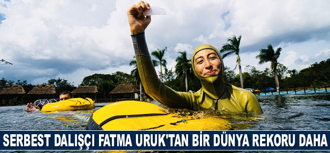 Serbest dalışçı Fatma Uruk, çift palet sabit ağırlıkta dünya rekoru kırdı