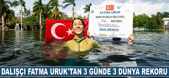 Serbest dalışçı Fatma Uruk, 3 günde 3 dünya rekoru kırdı