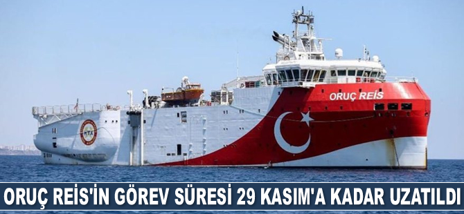 Oruç Reis sismik araştırma gemisinin görev süresi 29 Kasım'a kadar uzatıldı