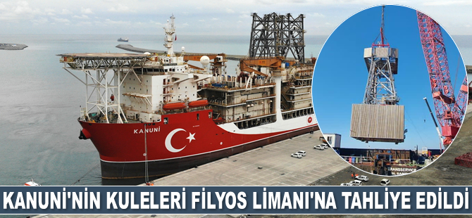 Kanuni sondaj gemisinin kuleleri Filyos Limanı’na tahliye edildi