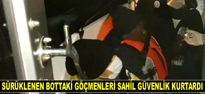 Sürüklenen bottaki 7 kaçak göçmeni Türk Sahil Güvenlik ekipleri kurtardı