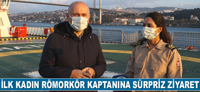 Adil Karaismailoğlu, ilk kadın römorkör kaptanı Gizem Turan’ı ziyaret etti