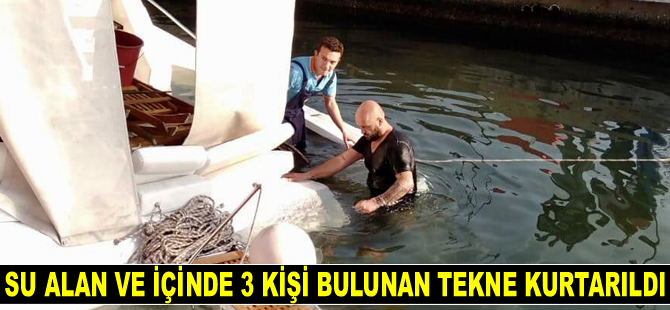 İzmir'de su alan ve içinde 3 kişi bulunan tekne kurtarıldı