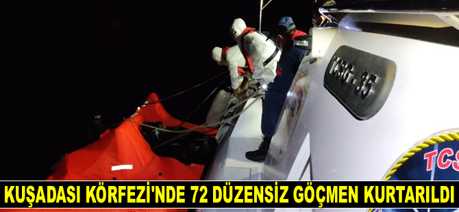 Kuşadası Körfezi’nde 72 düzensiz göçmen kurtarıldı