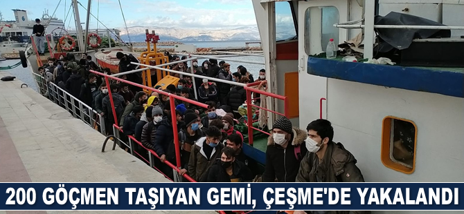 200 göçmen taşıyan Atlas S isimli gemi, Çeşme’de yakalandı