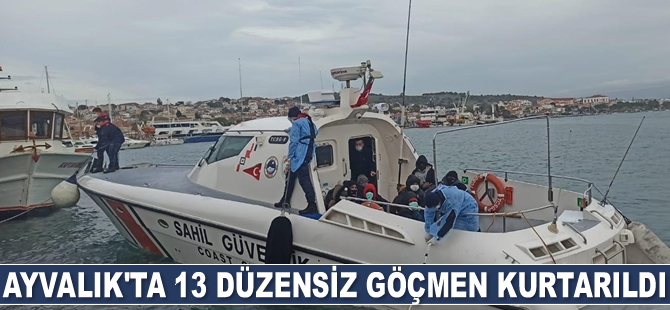 Ayvalık’ta 13 düzensiz göçmen kurtarıldı