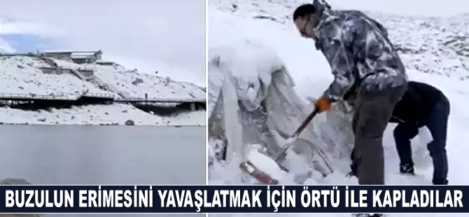 Çinli bilim adamları, erimesini yavaşlatmak için buzulu örtü ile kapladı