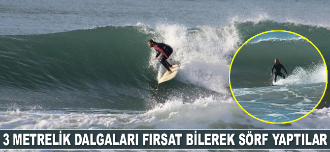 Alanya'da sörfçüler, deniz keyfi yaptı