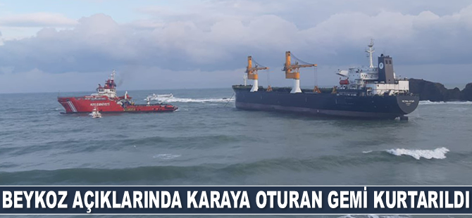 Beykoz açıklarında karaya oturan Petra Star isimli gemi kurtarıldı
