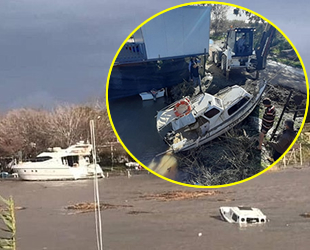 Fırtınada batan tekneler vinç yardımıyla çıkartıldı