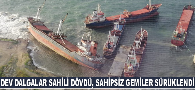 İstanbul’da dev dalgalar sahili dövdü, sahipsiz gemiler sürüklendi