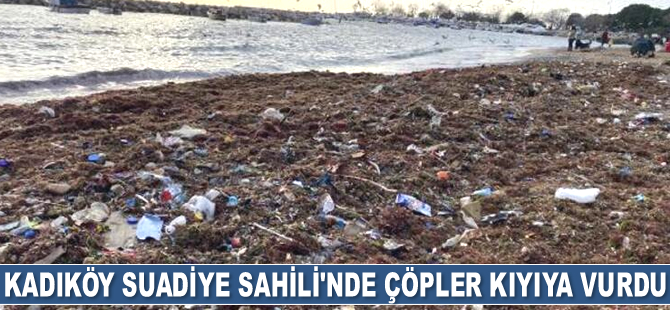 Suadiye Sahili'nde çöpler kıyıya vurdu