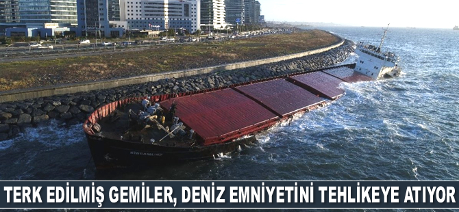 Zeytinburnu’nda karaya oturan gemi, denize sürüklenmemesi için sahile bağlandı