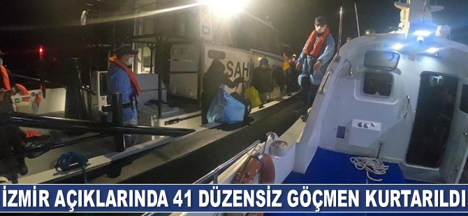 İzmir açıklarında botla sürüklenen 41 göçmen kurtarıldı