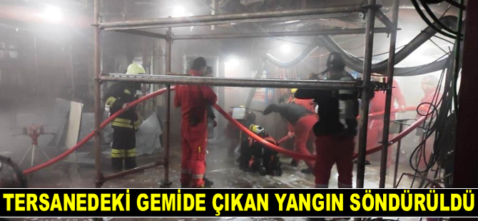 Altınova’da tersanedeki gemide çıkan yangın söndürüldü