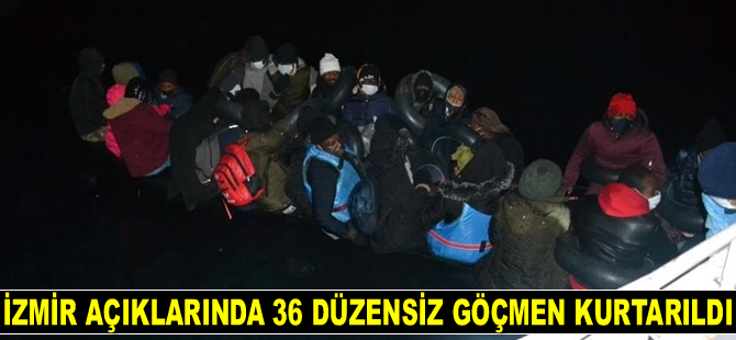 İzmir açıklarında 36 düzensiz göçmen kurtarıldı