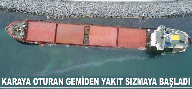 Zeytinburnu'nda karaya oturan gemiden yakıt sızmaya başladı