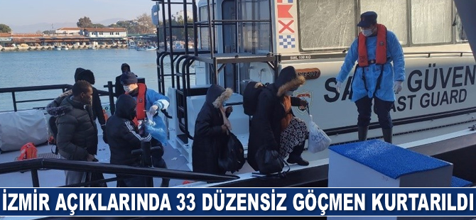İzmir açıklarında 33 düzensiz göçmen kurtarıldı