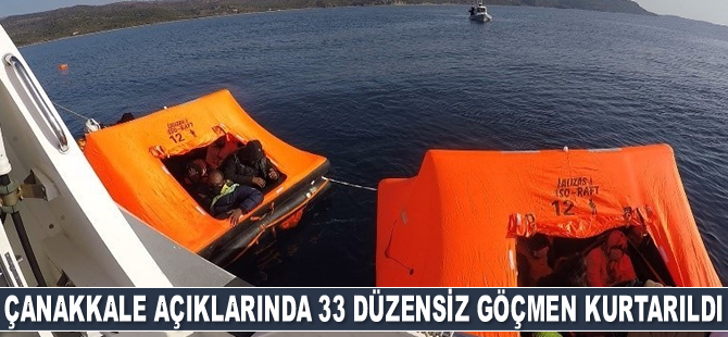 Çanakkale açıklarında 33 düzensiz göçmen kurtarıldı