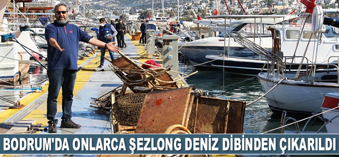 Bodrum'da onlarca şezlong deniz dibinden çıkarıldı