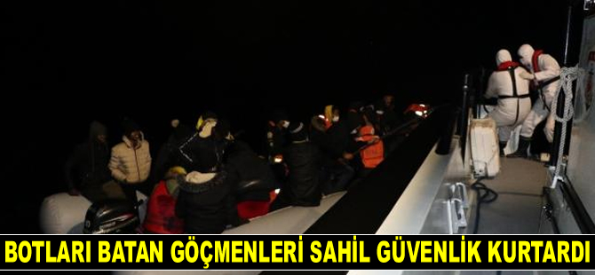 Botları batan göçmenleri Sahil Güvenlik ekipleri kurtardı