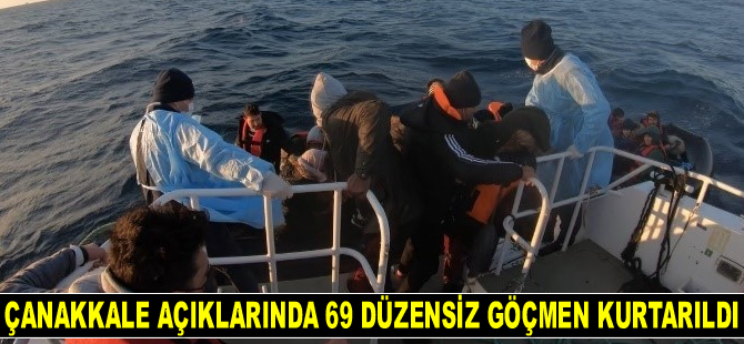 Çanakkale açıklarında 69 düzensiz göçmen kurtarıldı