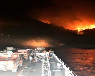 Aksaz Deniz Üs Komutanlığı’nda çıkan yangın söndürüldü