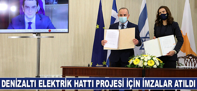 Güney Kıbrıs, Yunanistan ve İsrail arasında denizaltı elektrik hattı projesi için imzalar atıldı