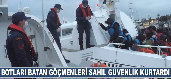 Botları batan göçmenleri Sahil Güvenlik ekipleri kurtardı