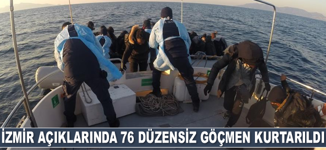 İzmir açıklarında 76 düzensiz göçmen kurtarıldı