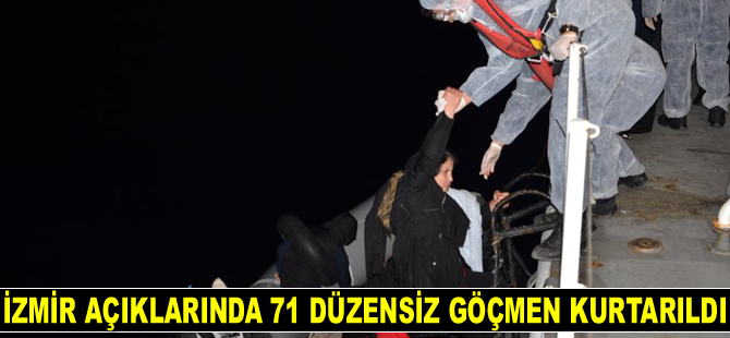 İzmir açıklarında 71 düzensiz göçmen kurtarıldı