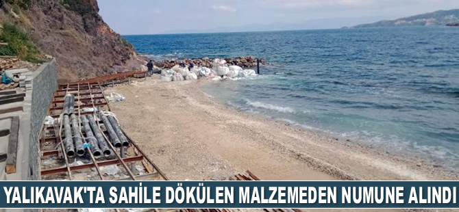 Yalıkavak’ta sahile dökülen malzemeden numune alındı