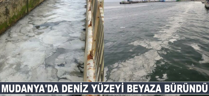 Mudanya’da deniz yüzeyi beyaza büründü