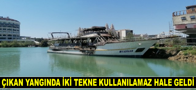 Manavgat’ta çekek yerindeki teknelerde yangın çıktı