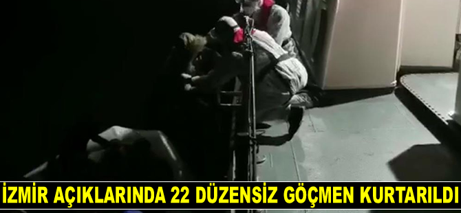 İzmir’de 22 düzensiz göçmen kurtarıldı