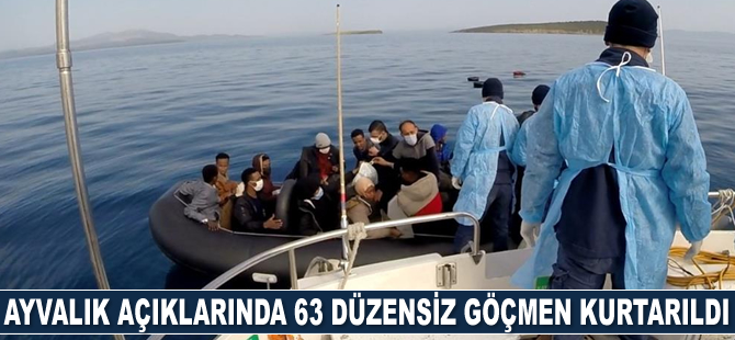 Ayvalık’ta 63 düzensiz göçmen kurtarıldı