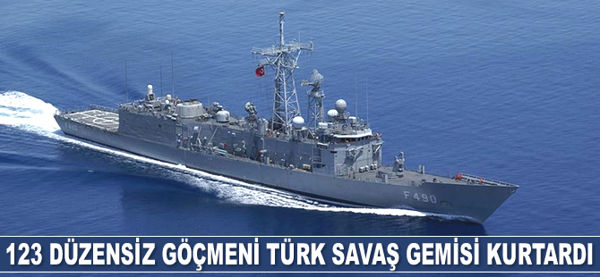 Libya açıklarında 123 düzensiz göçmeni Türk savaş gemisi kurtardı