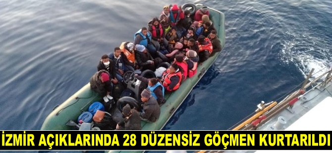 İzmir açıklarında 28 düzensiz göçmen kurtarıldı