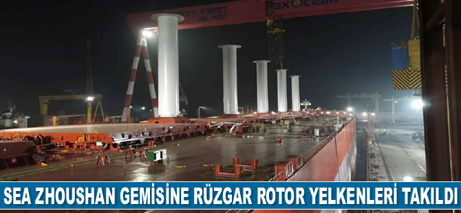 Sea Zhoushan isimli gemiye rüzgar rotor yelkenleri takıldı